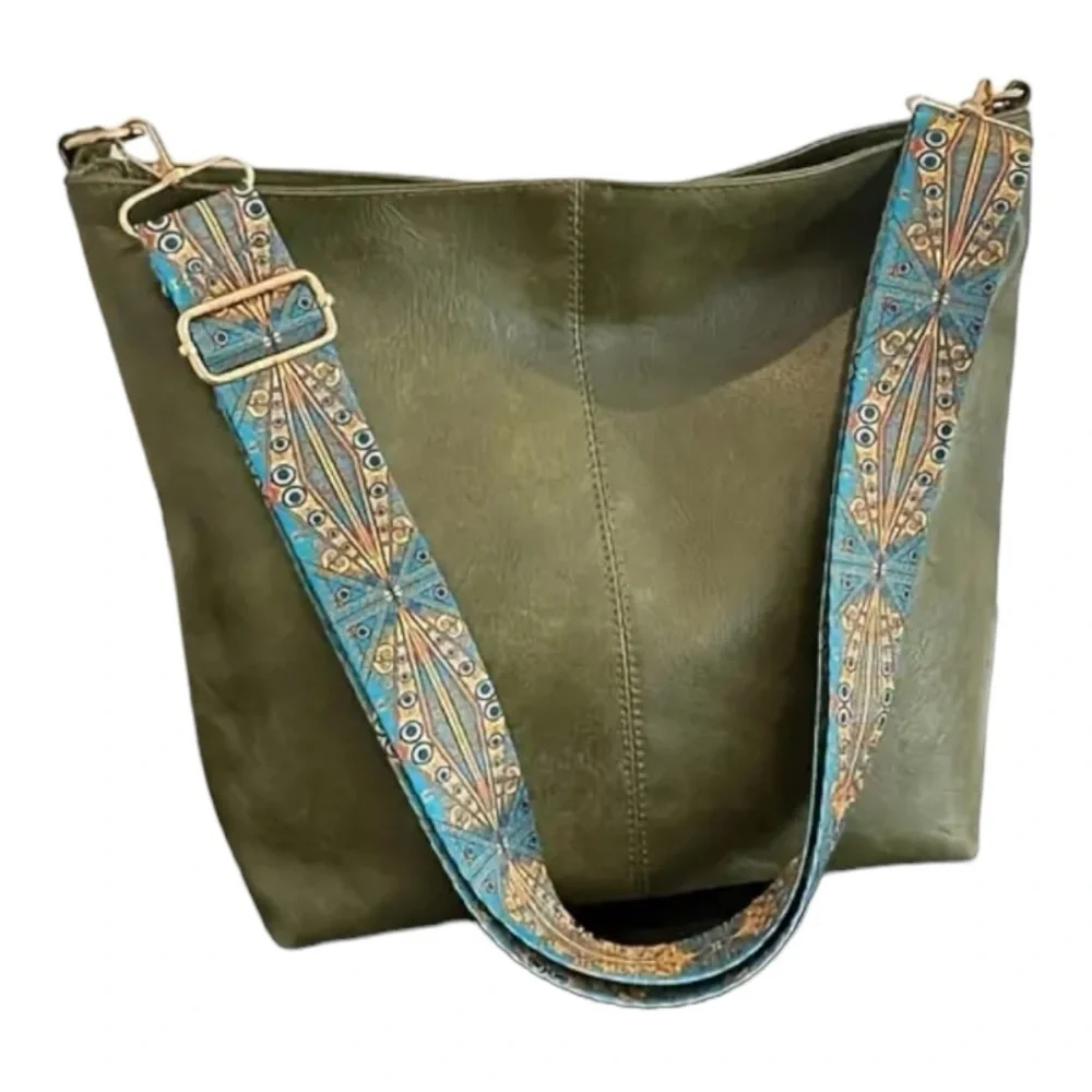 ‼️$7‼️ Women's Boho Wide Strap Crossbody Bag, Stylish Multi-Functional Hobo